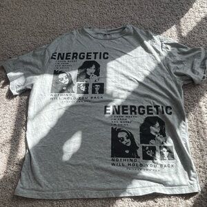 SHEIN Gray Graphic Short Sleeve Tee